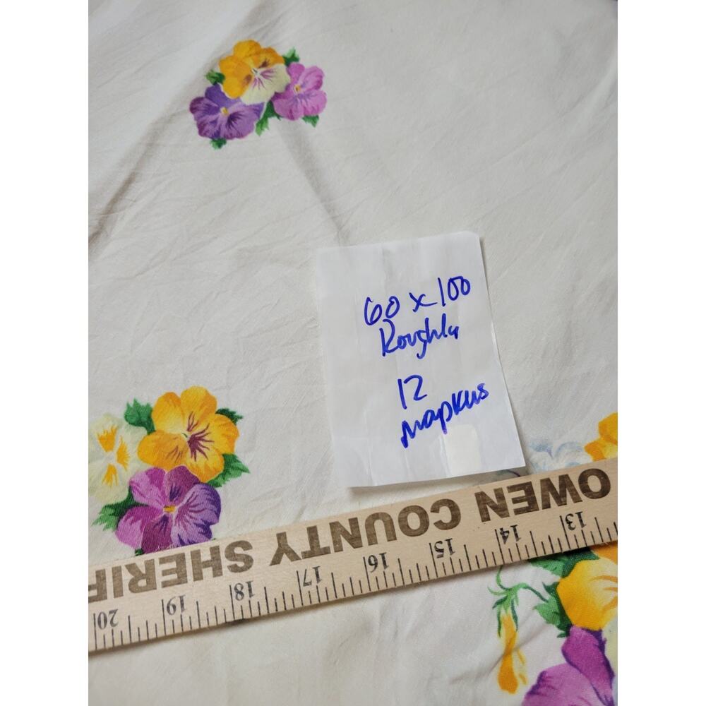 Vintage Peony Floral Tablecloth Cover W Napkins Linens Retro Antique - Picture 8 of 8